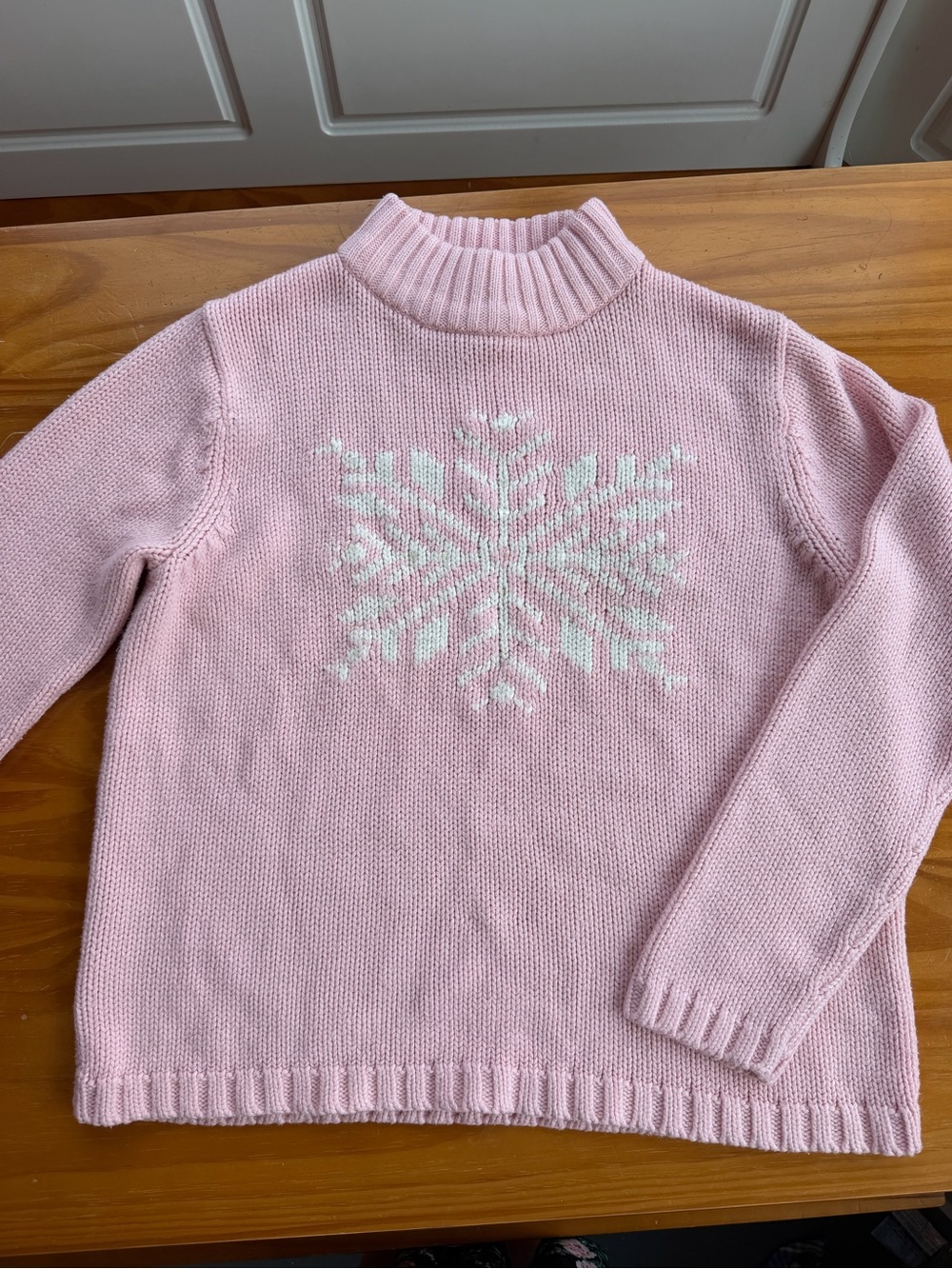 Sag Harbor Pink Snowflake Turtleneck Sweater